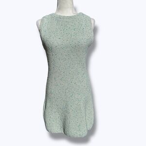 Zara Tweed Mod Mini Dress Sleeveless Retro Stretch Pullover Textured Blue Size M